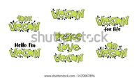 Set Vector Illustrations Vegan Text Tags: стоковая векторная графика (без лицензионных платежей), 1470087896 | Shutterstock