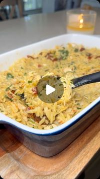 Brooke Stepp on Instagram: "Dump and bake tuscan chicken orzo for a quick and easy dinner   #recipe #dinnerrecipe #orzo #tuscanchicken"