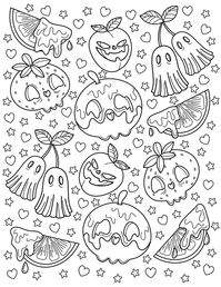 Spooky Fruit Coloring Page Creepy Kawaii Coloring Page Printable Coloring for Kawaii Aesthetic - Etsy