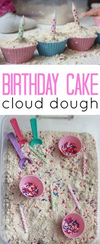 Birthday Cake Scented Cloud Dough - pretend play to make birthday cakes: