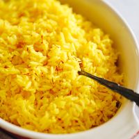 A simple and easy yellow saffron rice recipe made on the stovetop using quality saffron threads, basmati rice and chicken stock.