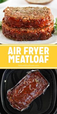 Air Fryer Meatloaf is tender and juicy, with a sweet and savory glaze. It's a classic comfort food dinner recipe that cooks in half the time.