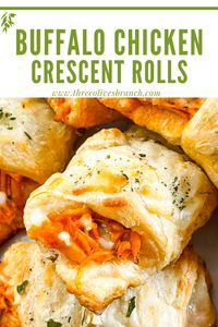 Buffalo Chicken Crescent Rolls are a perfect appetizer or finger food snack for game day! Classic buffalo wing flavors from football season rolled in dough with cheese. 