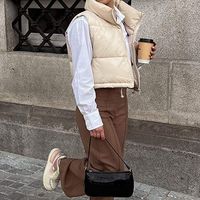 Tan puffer vest fashion