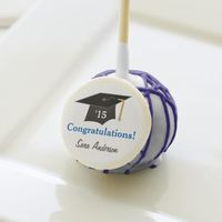 Mortarboard, Blue Personalized Graduation Cake Pops