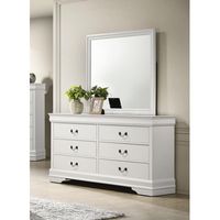 Enhance your dresser with the elegance of a framed dresser mirror. Its timeless design, complete with molded trim, brings a classic touch of charm to your bedroom. The flat glass offers a subtle, minimalist look, while the white-finished frame adds a versatile and fresh appeal. Perfect for picking the right jewelry to complete your outfit, this mirror is a stylish and practical addition to your space. Winston Porter | Winston Porter Dresser Mirror, Glass in White | 38.75" H X 38.75" W X 1.15" D | Wayfair | Home Decor