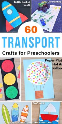 60 Transportation Arts and Crafts for Kids. Fun and easy craft ideas for preschoolers and kindergarteners who love machines and vehicles. #transport #artsandcrafts #preschoolers #kindergarten