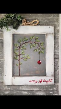 This 25.5-inch tall by 22-inch wide piece features the iconic tree, complete with sparse branches, a classic red bulb and a rustic white frame for that charming farmhouse feel. "Merry and bright" in bold red lettering along the bottom adds a festive touch. Perfect for your living room, entryway, or as a gift for a Peanuts fan, this unique artwork captures the spirit of the season. Make your space merry and bright with this one-of-a-kind holiday treasure.