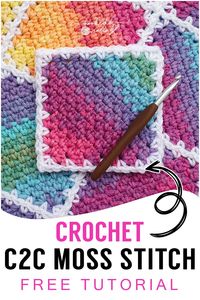 Crochet C2C Moss Stitch Square [Free Video Tutorial & Written Pattern!] — Hooked by Robin