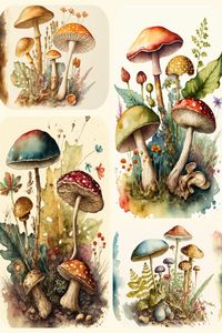 Vintage Mushroom Collage Rice Paper by Reba Rose Creations – My Victorian Heart