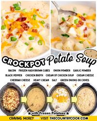 This Slow Cooker Potato Soup is so fast to throw together thanks to frozen potatoes. A hearty, thick soup with incredible flavor and easy to make!