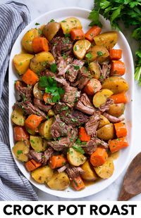 Best Ever Crock Pot Roast! Easy, flavorful and love that the veggies are mush! #crockpot #slowcooker #roast #beef