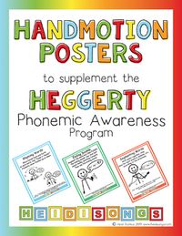 This HandMotion Poster Set is a supplement to the Michael Heggerty Phonemic Awareness Program. This program, also frequently misspelled as "Haggerty," includes movements that are described, but not illustrated anywhere in the books, so I have made up these cards in order to simplify use of the prog...