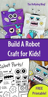 Check out an awesome robot craft for kids! Print out your robot pieces for FREE! Build fine motor skills and get creative! Robot Craft for Kids | Robot Theme | Preschool Robot Craft | Free Printable Craft | Robot Activity | Preschool Crafts