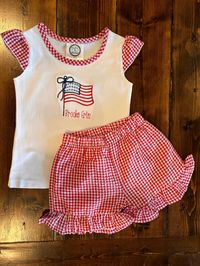 Personalized Gingham Outfit perfect for Memorial Day, 4th of July and Veterans Day