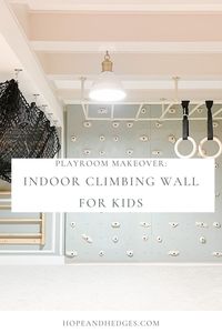 This mom of 6 turned an old basement into a much-loved Indoor Kids Gym featuring a kids climbing wall, climbing wall ladder, cargo net, monkey bars, and rings. A basement makeover that any kid will love! Let's dive into the details of this kids climbing wall playroom makeover!