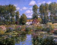 Jean Kevorkian, French Impressionist, L'Etang aux Nympheas, oil on canvas, 32 x 39 1/2