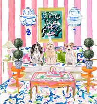 Grandmillennial Art, Dogs in Preppy Interior Digital Download - Etsy