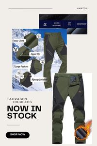 TACVASEN Men's Waterproof Softshell Breathable Warm Fleece Winter Lined Trousers.
Windproof & Waterproof: The surface is made of waterproof and windproof fabric allows you to always stay warm and dry without worrying about moisture during outdoor activities
Reinforced knees and thicken fleece lining keep it warm and durable when active
Great for outdoor hiking walking camping hunting fishing mountain winter ski snow skiing skating snowboarding travel and more sports.

Product sold and dispatch by Amazon