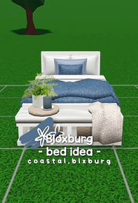 (Not Mine!!) #pinterest #bloxburg #bed #idea #inspo #inspiration #coastal #coastalhome #roblox #build #custom