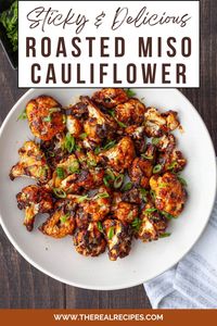 This Roasted Miso Cauliflower is slathered in a deliciously rich, slightly sweet and salty sauce. This is a perfect side for a busy weeknight dinner or even a special dinner party.