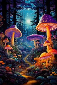 Embark on a surreal journey through our Trippy Mushroom Forest Collection. Explore a world where vibrant colors and whimsical forms intertwine in a forest filled with fantastical mushrooms. From mesmerizing posters that transport you to this surreal realm, to mugs that let you sip your favorite beverages amidst the kaleidoscopic wonders, and t-shirts that allow you to wear the magic of this dreamy forest