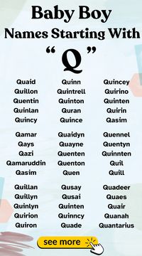 Discover quality baby boy names starting with Q. Unique options for your little one.  #BabyNames  #QNames