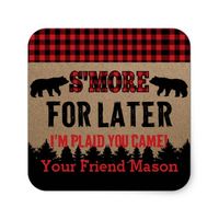 Buffalo Plaid Lumberjack S'more Favor Sticker