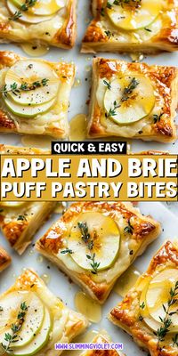 Sweet apple and creamy brie wrapped in flaky puff pastry make a delightful fall finger food. Perfect for a crowd, these bites are easy to make and irresistibly delicious. Check out the recipe and save this pin for your next autumn gathering!