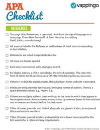 APA Checklist and Guide to APA Rules