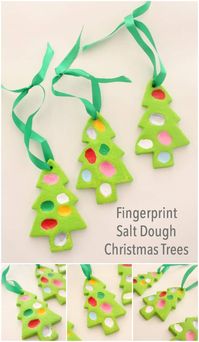 Fingerprint Salt Dough Christmas Trees - Emma Owl