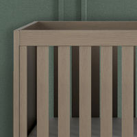 The transitional, yet modern design of the Kieran 3-in-1 Convertible Crib creates a beautiful, sophisticated piece in any nursery. The gentle herringbone patterned sideboards, paired with the angled geometry of the mitered corners and tapered legs creates a unique style you will love. This 3-in-1 convertible crib grows with your child by converting into a crib, toddler bed, and day bed. Quality construction will last for years. Strong metal mattress support adjusts to two heights. 