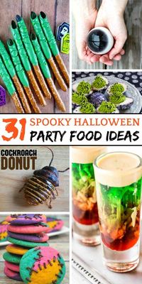 These are the creepiest Halloween food ideas I have seen yet! Great collection of Halloween party foods, Halloween snacks, and Halloween drinks! #halloweenfood #halloweenparty #halloweenpartyfood #halloweendrinks #squirrelsofafeather