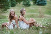 Best friends, senior photos, senior portraits, white lace, queen anne's lace, laughing girls