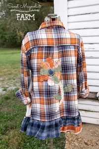 Upcycled Women's Flannel Shirt Tunic    **saved for (rough-) flower applique -- with OR w/o 'ruffle @ bottom!