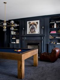 dark blue pool room