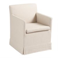 Elena Linen Upholstered Rolling Dining Armchair - v1