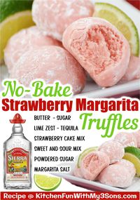 No-Bake Strawberry Margarita Truffles are a simple and delectable ball of strawberry cake with lime rolled in a thin layer of powdered sugar.