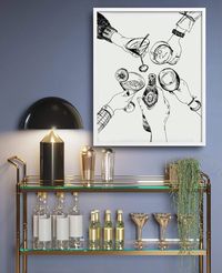 Cheers Print / Cheers Wall Art / Bar Cart Wall Decor / - Etsy Brasil