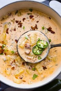 A classic appetizer made into a hearty soup! Creamy, cheesy, and packed with potatoes, jalapenos, and bacon, this jalapeno popper soup is the perfect comfort food for lower temperatures.