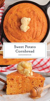 Sweet Potato Cornbread is a combination of two favorite fall foods: sweet potatoes and cornbread. Serve with your favorite chili!