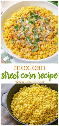 Delicious Mexican Street Corn - a copycat version from Torchy's Tacos filled with butter, cheese, chili powder and cilantro. This irresistible corn is the perfect side for your Mexican meals! #streetcorn #mexicancorn #corn #cornrecipe #sidedish #mexicanside