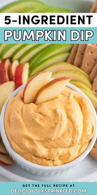 A delicious fall recipe for a pumpkin pie dip! Creamy yet lighter, this 5-ingredient Pumpkin Dip is the BEST. It's also gluten-free and nut-free! Enjoy this easy dessert idea as an easy afternoon snack or an appetizer for dinner, too!