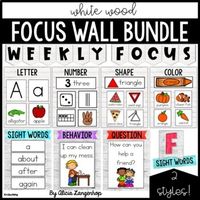 This bundle contains everything you need to create a focus wall or weekly focus bulletin board display in your preschool or pre-k classroom! Focus walls are a great way to display your learning topics in a neat and simple format for parents and children to see. With this bundle, you can arrange your focus wall in a way that works best for your classroom. Keep it simple with larger posters, or print the cards smaller and make the display interactive!Here's what's included:Focus Banners and Poster