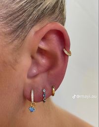 Gold blue jewelry earings ear piercing