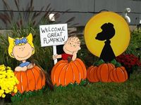 Snoopy is 39x25 inches Linus is 36x 25 inches Sally 32 inches **All of my Yard Art is made out of 1/2 inch MDO sign board. This is a special product that is specifically made for outdoor use. It is more expensive than plywood but will easily withstand rain and snow and is extremely