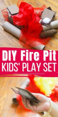 A fun DIY play set for kids, today's DIY S'mores Play Set features a cardboard tube and tissue paper bonfire complete with play food s'mores so kids can have all of the fun of a bonfire without having to stay up late or set up a fire each night.