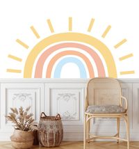 Half Sun Wall Decal Boho Half Sun Wall Sticker Decal Peel and Stick Decals SD243 - Etsy