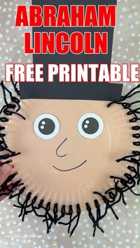 Celebrate presidents’ day with an easy Abraham Lincoln’s craft for kids. This president's day craft combines a paper plate, yarn and a free Abraham Lincoln printable template for an easy craft for preschoolers, kindergarteners and elementary school aged kids to make in February. If you're looking for American presidents crafts for kids this paper plate presidents day craft will be a hit.