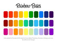 This rainbow color set is intended to help get you started with the basics, or add some variety to your palette for branding and designs. It comes with the colors of the rainbow, including darker and pastel versions. Includes primary, complementary and neon colors. Included in this digital file are 30 of my hand-picked colors (as a .swatches file) that are ready to install in Procreate. Also included is a HEX Code chart to use in Canva, Figma or the Adobe Creative Suite (Photoshop, Illustrator, InDesign, etc.)  PLEASE NOTE: The swatches here are for PROCREATE only. I have included HEX codes to use to create your own palette in other programs, such as Adobe and Canva. Those must be entered manually. This palette does not translate into anything other than Procreate. If you would like a pale